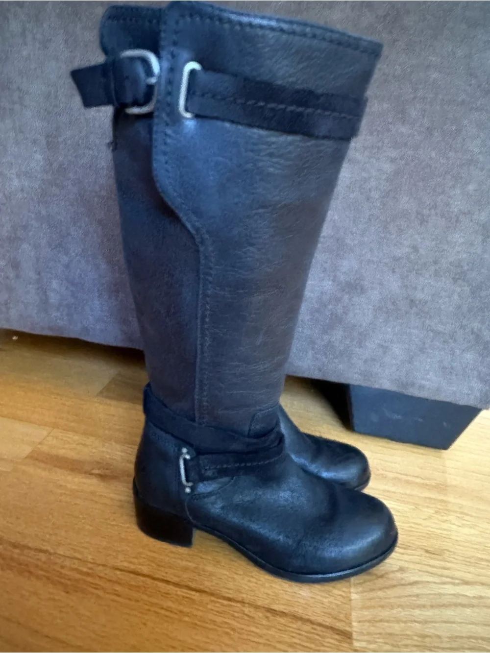 New Ugg Women's Black Tall Leather Riding Boots